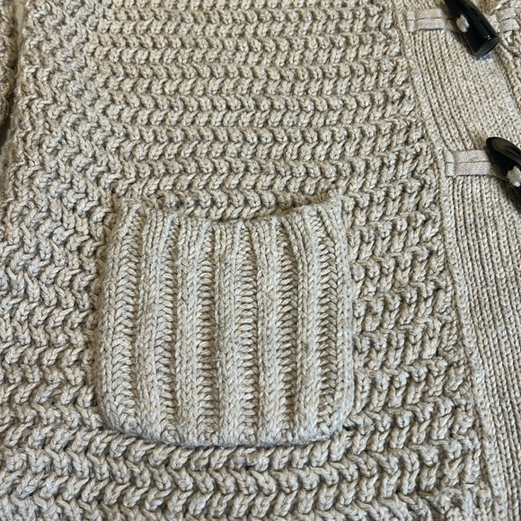 Talbots Chunky Knit Toggle Button Cotton/Wool Fisherman Cardigan Sweater Size L - Picture 7 of 15